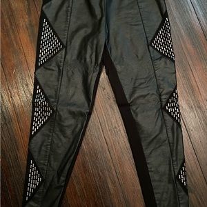 Faux leather studded leggings